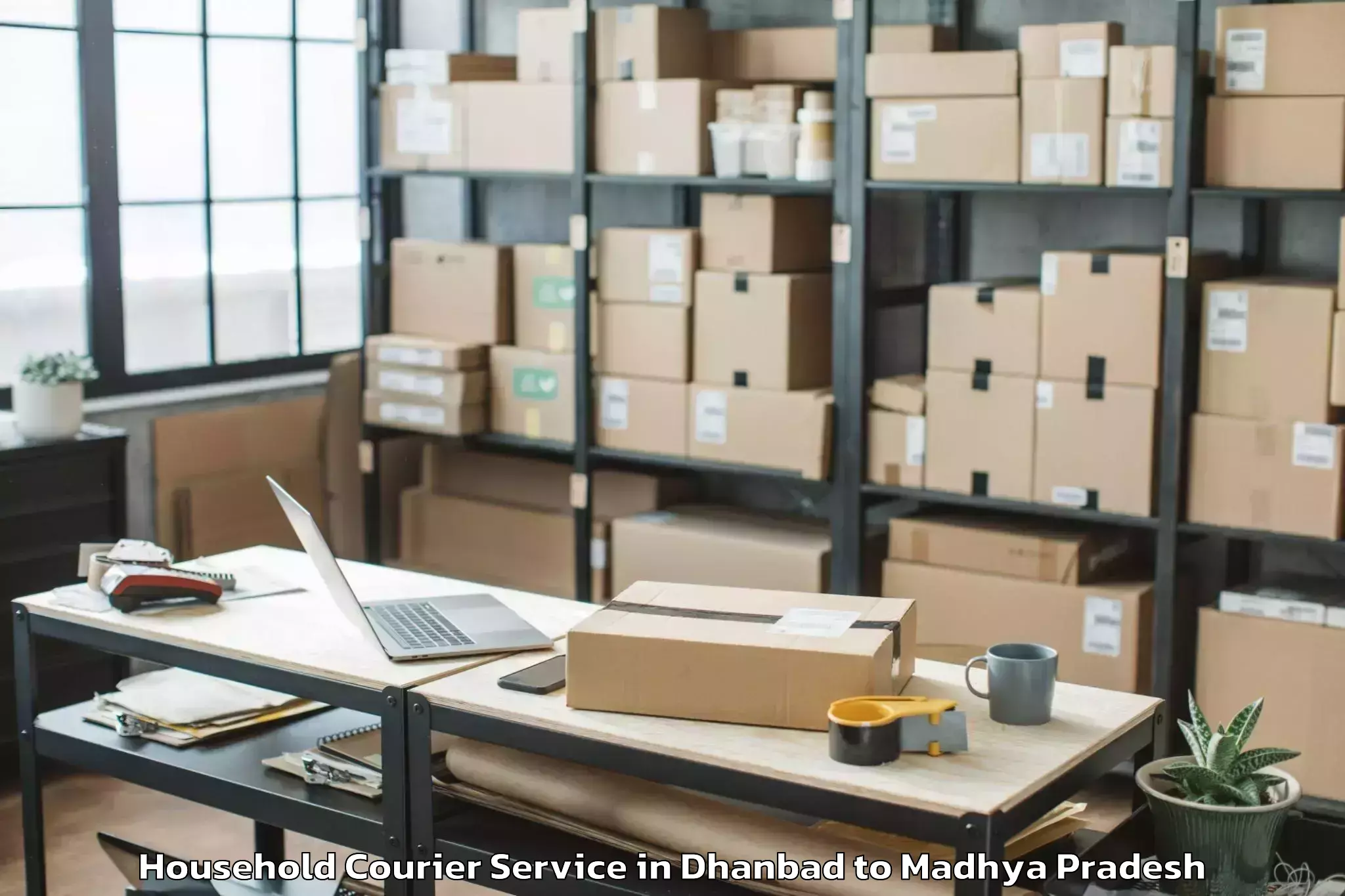 Easy Dhanbad to Saugor Household Courier Booking